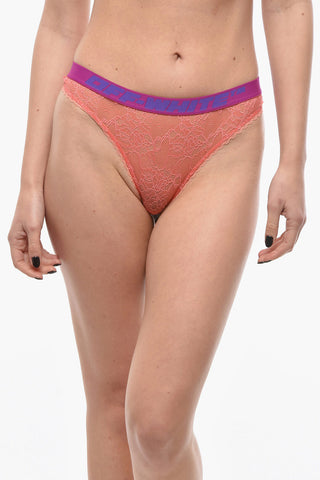 Laced Thong Slip with Logoed Band