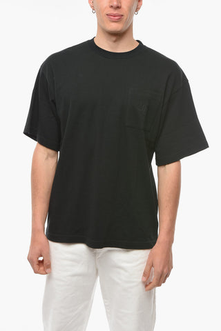 Crew Neck Cotton T-Shirt with Embroidered Logo
