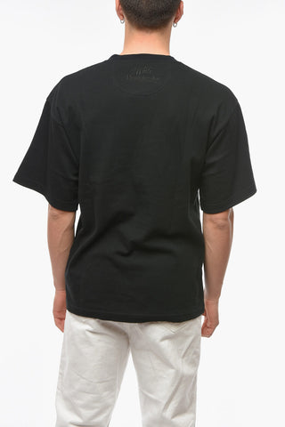 Crew Neck Cotton T-Shirt with Embroidered Logo