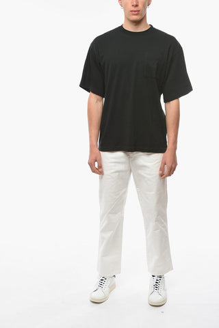 Crew Neck Cotton T-Shirt with Embroidered Logo