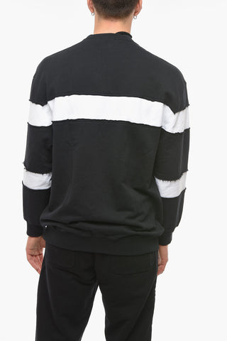 Half-zipped Brushed Cotton Mock Neck Sweatshirt