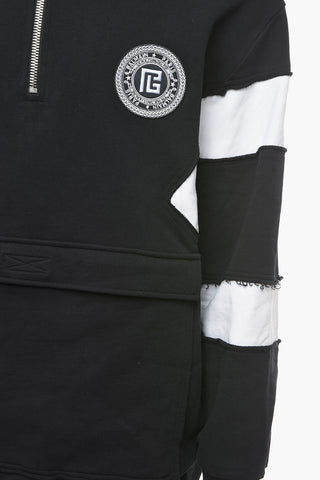 Half-zipped Brushed Cotton Mock Neck Sweatshirt