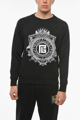 Crew Neck EMBLEM Sweatshirt with Embroidered Logo