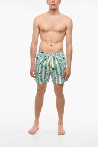 DISNEY Costume da Bagno Boxer SCROOGE LOOK a Righe Awning con Ricami