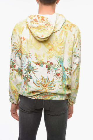 Viscose Hoodie Sweatshirt with Floral Motif and Elasticated Waistband