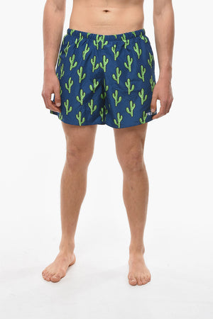 Costume da Bagno Boxer con Stampa Cactus all Over