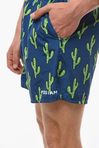 Costume da Bagno Boxer con Stampa Cactus all Over