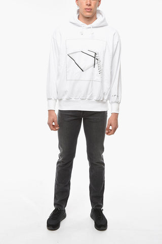 Oversized Hoodie Sweatshirt with Contrasting Print