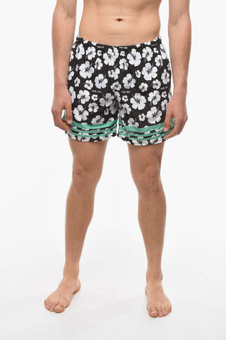 Floral Motif Swim Shorts with 2 Pockets
