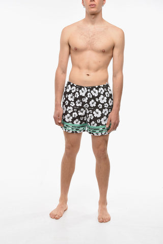 Floral Motif Swim Shorts with 2 Pockets