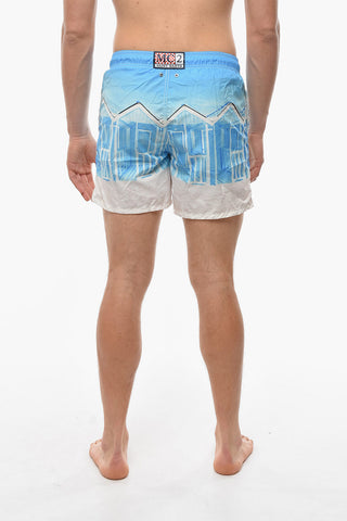 Printed Two-Tone Swim Shorts