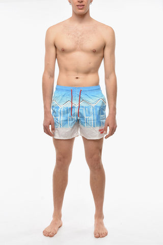 Printed Two-Tone Swim Shorts
