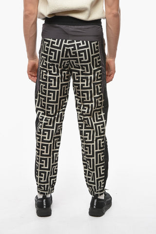 Nylon Drawstringed Joggers with Monogram Pattern