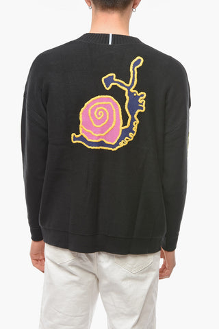 MCQ N.9 Cardigan in Cotone con Ricami Floreali
