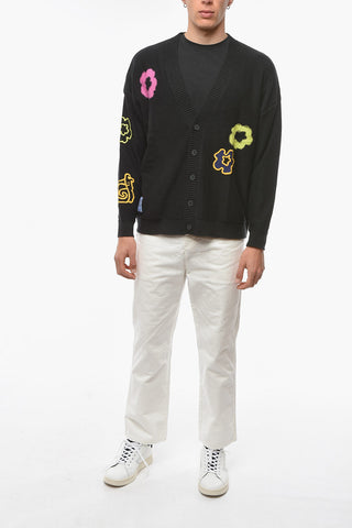 MCQ N.9 Cardigan in Cotone con Ricami Floreali