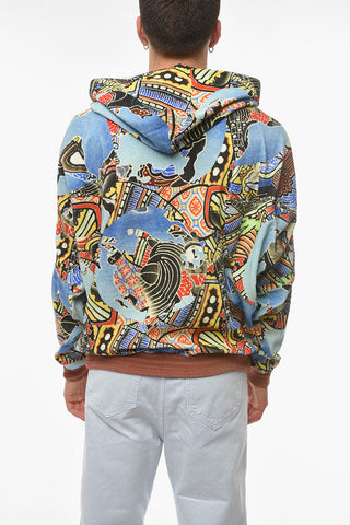 Graffiti Motif Terry POURPOINT Hoodie