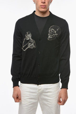 Lurex Embroidery THINKING SKULL Wooll Cardigan
