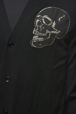 Lurex Embroidery THINKING SKULL Wooll Cardigan