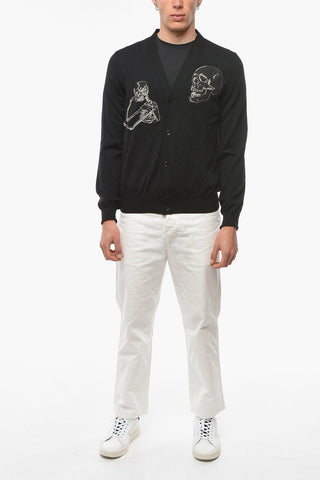 Lurex Embroidery THINKING SKULL Wooll Cardigan