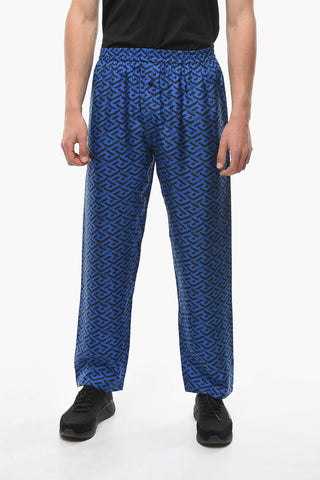 Silk Pyjama Bottom with Wide Leg and LA GRECA Print