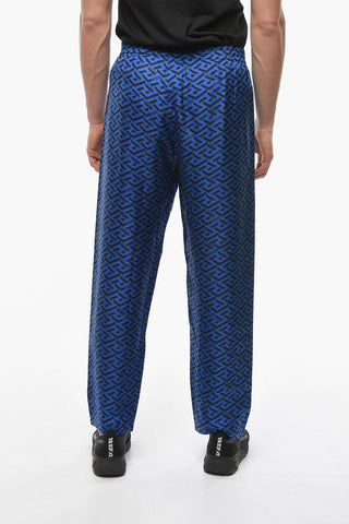 Silk Pyjama Bottom with Wide Leg and LA GRECA Print