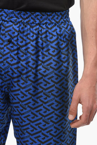 Silk Pyjama Bottom with Wide Leg and LA GRECA Print