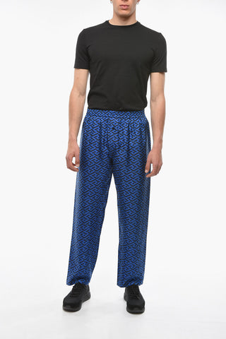 Silk Pyjama Bottom with Wide Leg and LA GRECA Print