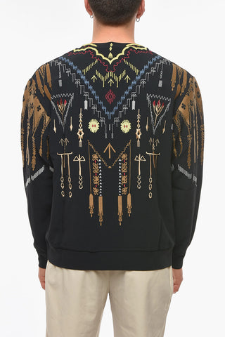 Felpa Girocollo con Motivo Jacquard Geometrico