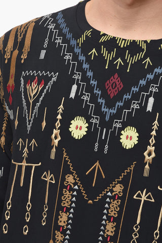 Felpa Girocollo con Motivo Jacquard Geometrico