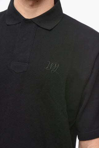 Hidden Buttoning Cotton Polo with Embroidered Logo