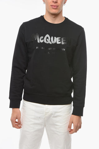 Brushed Cotton Logoed Crew Neck Sweatshirt
