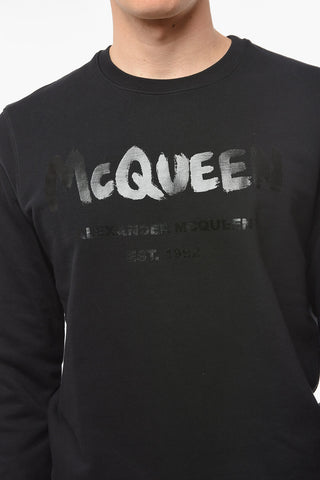 Brushed Cotton Logoed Crew Neck Sweatshirt