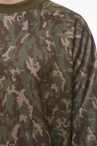 Felpa Girocollo Motivo Camouflage con Polsini
