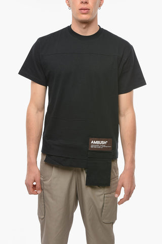 Crew Neck Cotton T-Shirt with Waist Pocket