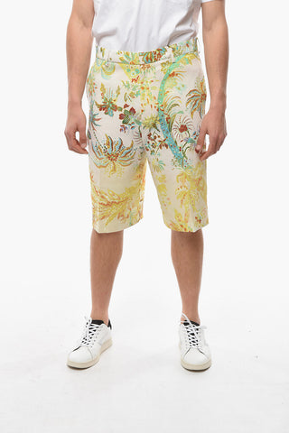Shorts Effetto Sfumato con Motivo Floreale e Tasche con Aletta