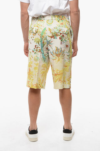 Shorts Effetto Sfumato con Motivo Floreale e Tasche con Aletta