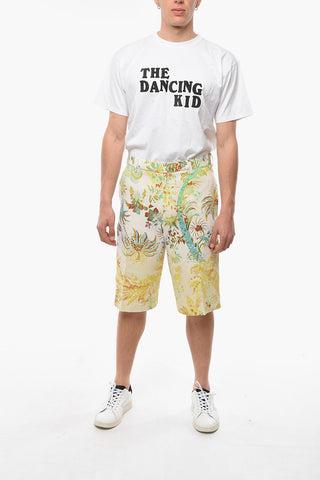 Shorts Effetto Sfumato con Motivo Floreale e Tasche con Aletta