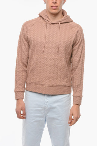 EMPORIO Crochet-cotton Hoodie in Herringbone-motif