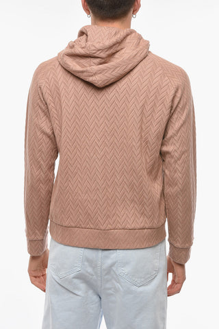 EMPORIO Crochet-cotton Hoodie in Herringbone-motif