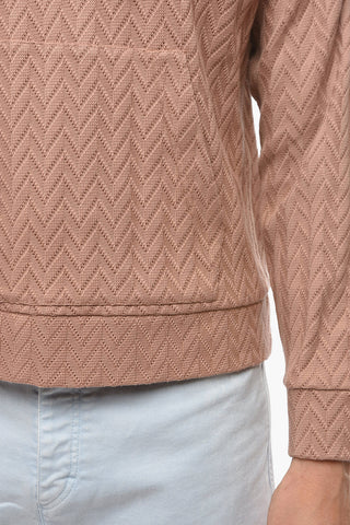 EMPORIO Crochet-cotton Hoodie in Herringbone-motif