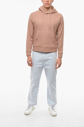 EMPORIO Crochet-cotton Hoodie in Herringbone-motif