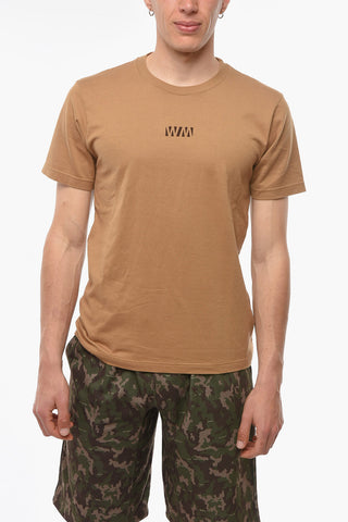 Crew Neck Cotton T-Shirt with Velour Print