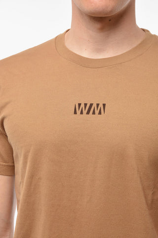 Crew Neck Cotton T-Shirt with Velour Print