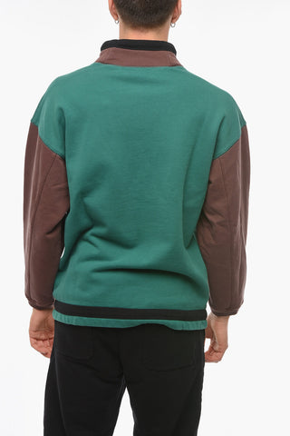 Mock Neck DEEP MAHOGANY Color Block Motif Sweatshirt
