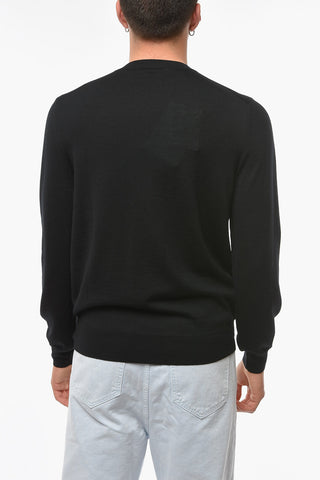 Maglia Girocollo in Lana con Applicazione in Satin