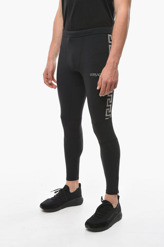 Drawstringed Leggings with LA GRECA Print