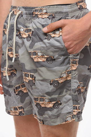 All-Over Car-Printed Swim Shorts