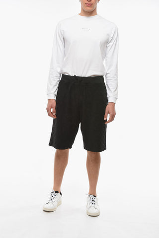 Monogram Cotton Terry Shorts with Elastic Waistband