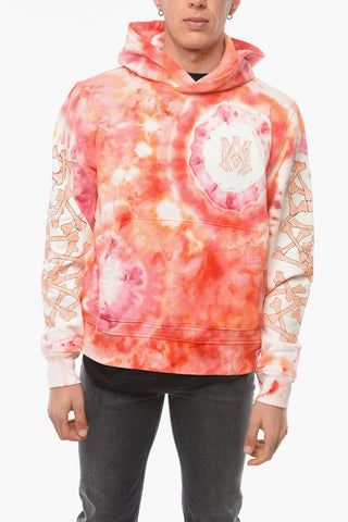 Tie-dye Effect Hoodie Sweatshirt with Logo Print