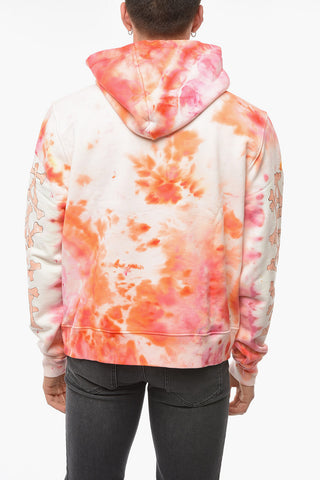 Tie-dye Effect Hoodie Sweatshirt with Logo Print
